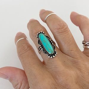 💞TOP SELLER💞 Sterling Silver Synthetic Turquoise Ring, Silver Ring, Stone Ring